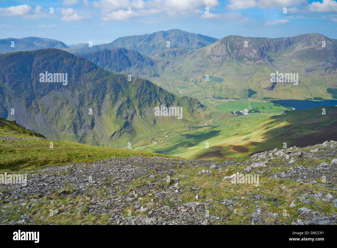 Fleetwith Pike, Haystacks, High Crag & High Stile from below the summit of Dale Head in Buttermere, Lake District. Stock Photo