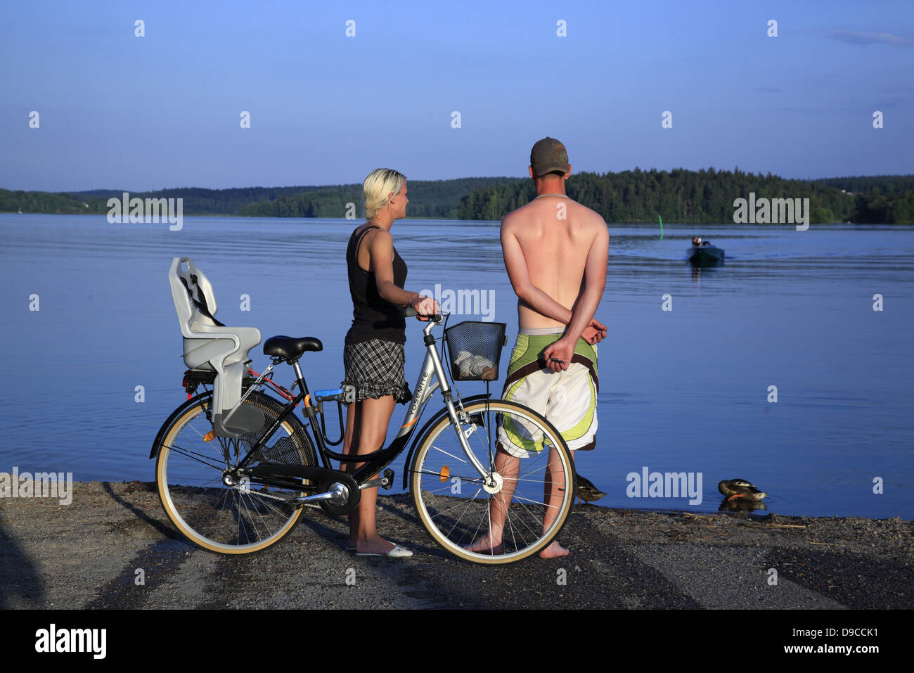 Mariefred near Stockholm, pair at lake Maelaren, Sweden, Scandinavia Stock Photo