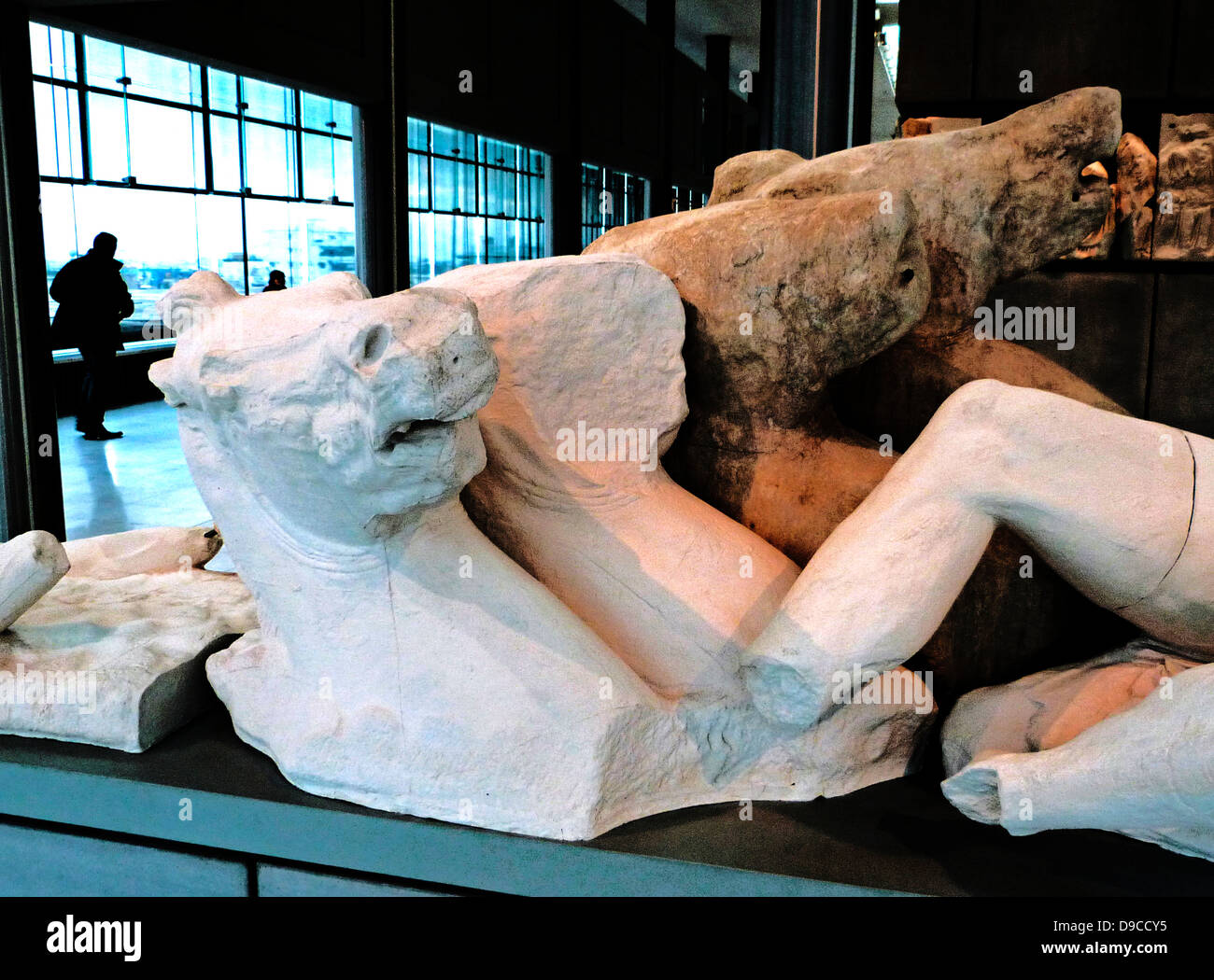 The  four horse chariot of Helios from a section of the East pediment of the Parthenon, housed in the New Acropolis Museum, Athens Stock Photo