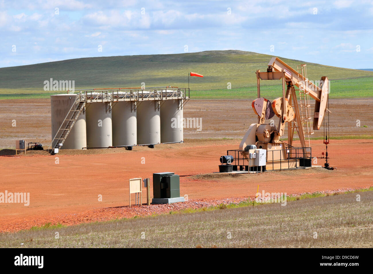 Natural Gas Pumping Station and Tanks North Dakota ND US Stock Photo
