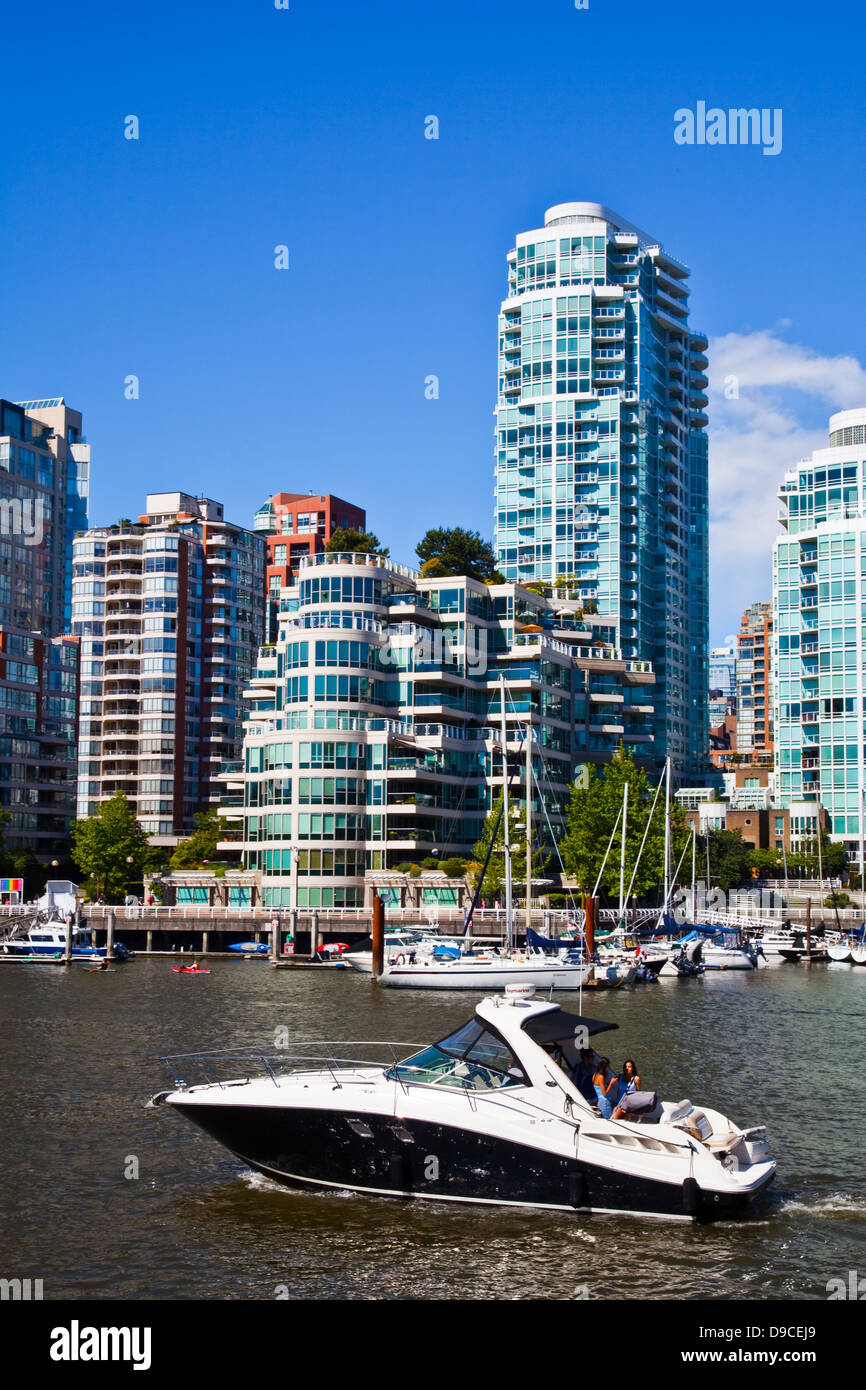 Pleasure craft on the waters of False Creek, Vancouver, Canada Stock Photo