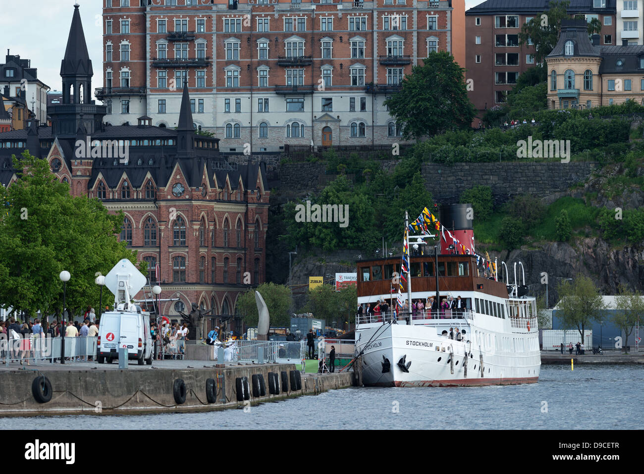 Princess Madeleine and Chris O´Neill and friends on the steamboat Stockholm going from Riddarholmen to Drottningholm Castle. Stock Photo