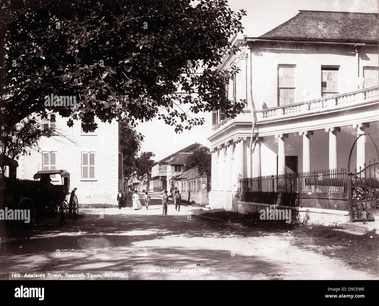 Adeliade Street, Spanish Town, Jamaica, 1887, by J. Murray Jordan - Stock Photo