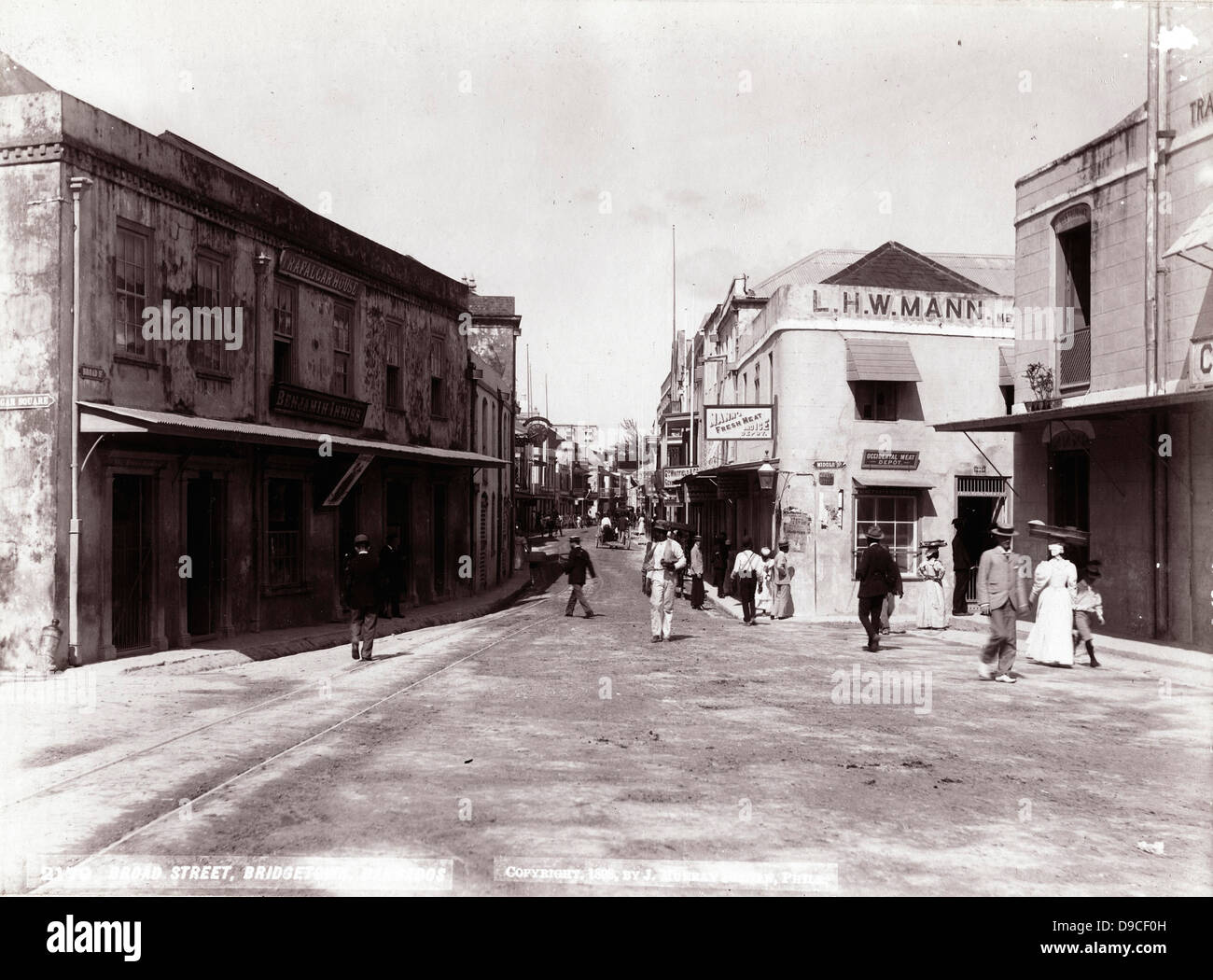 Broad Street, Bridgetown, Barbados, 1898, by J. Murray Jordan Stock Photo