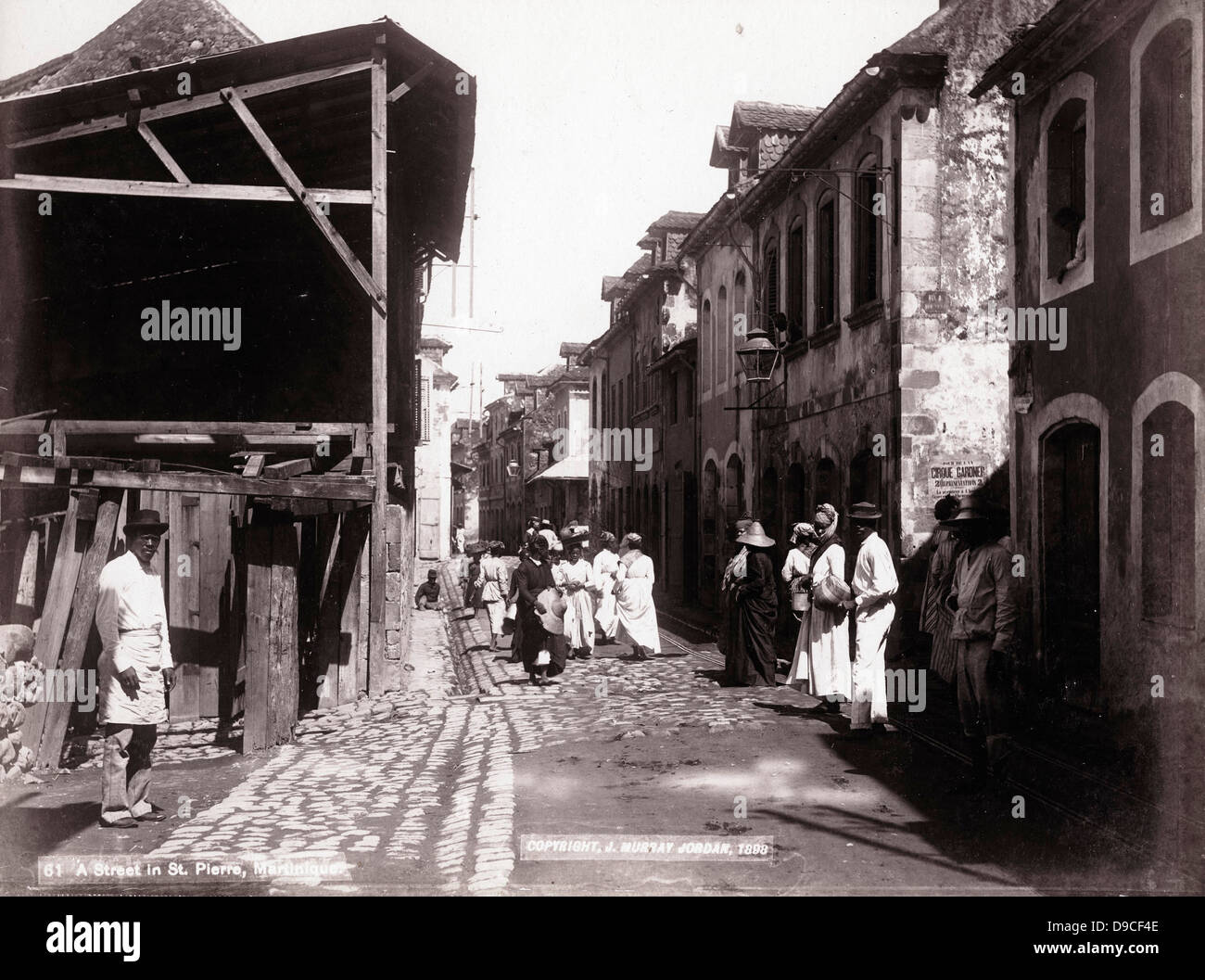 A Street in St Pierre, Martinique, ca 1890, by J. Murray Jordan Stock Photo