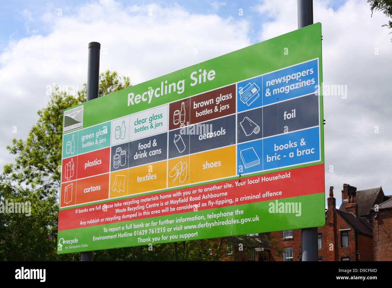 Recycling Site sign in Ashbourne, Derbyshire, England Stock Photo Alamy