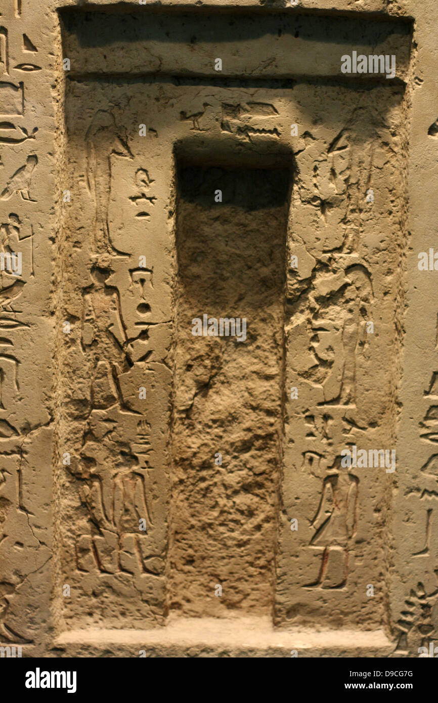 False door from a chapel in an Old Kingdom, Egyptian tomb. From Saqqara