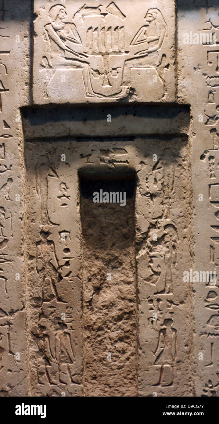 False door from a chapel in an Old Kingdom, Egyptian tomb. From Saqqara