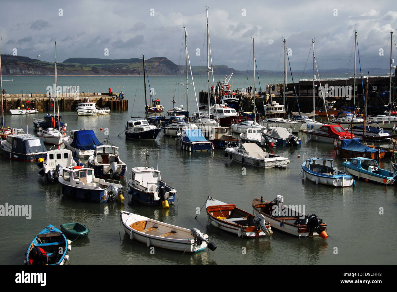 The Cobb harbour, Lyme Regis at High Tide Stock Photo Alamy