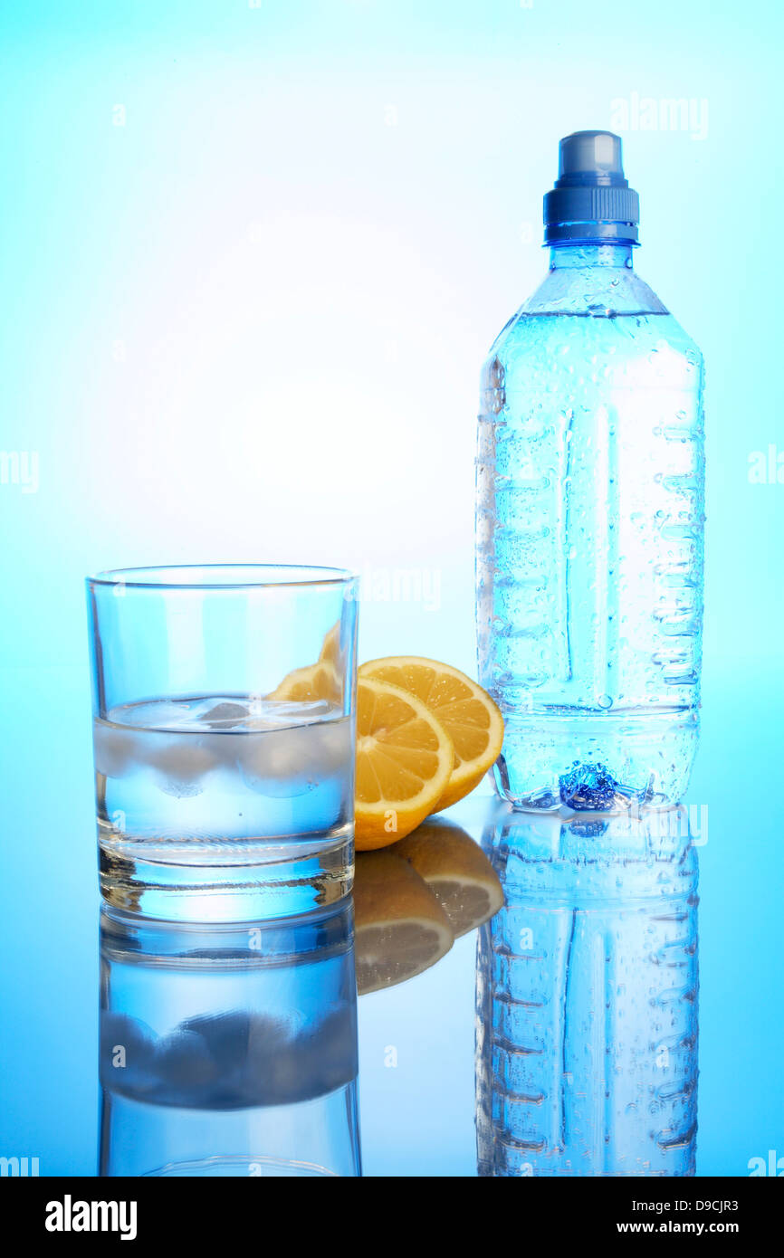 Mineral water and lemon Stock Photo