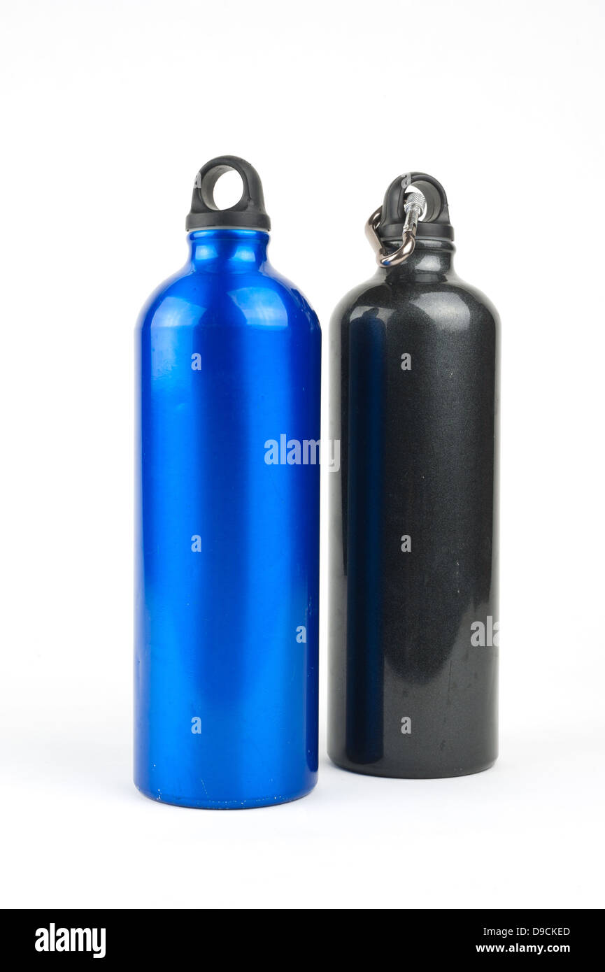 Stainless steel water bottles Stock Photo