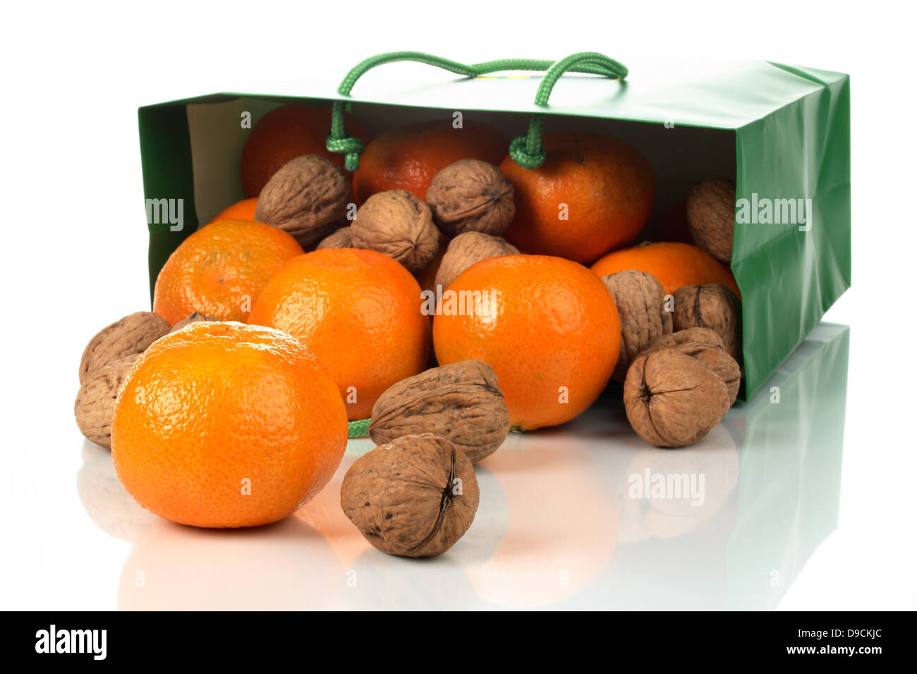 Tangerines and nuts Stock Photo
