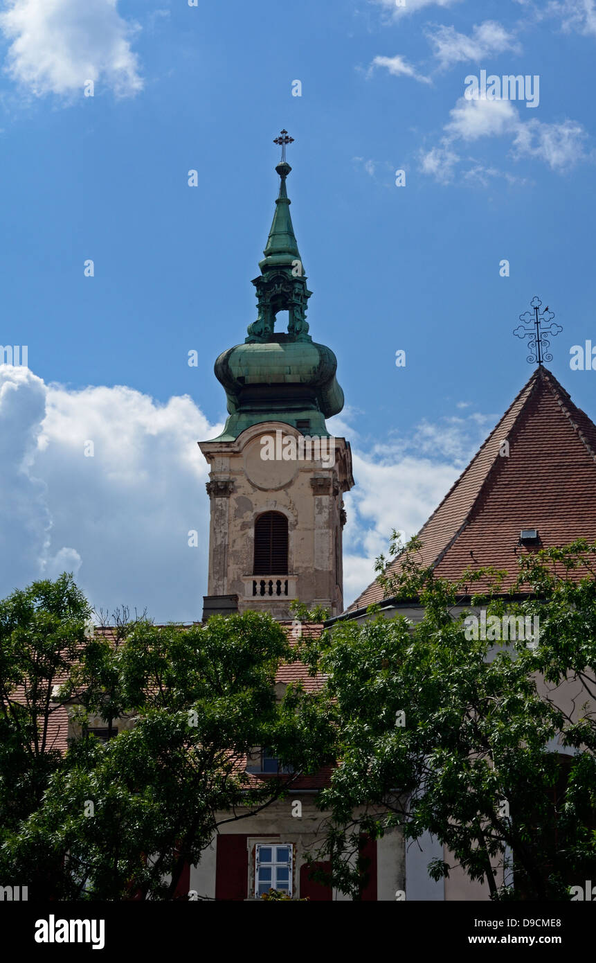 Tower of St Francis church Budapest Hungary Europe Stock Photo