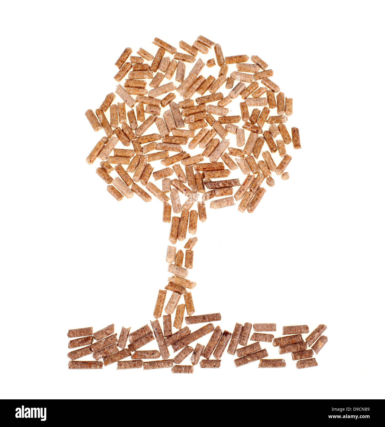 Tree of wood pellet on white background Stock Photo