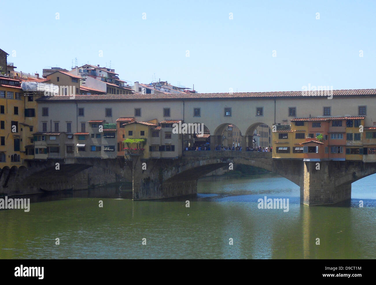 The Ponte Vecchio medieval stone closed-spandrel segmental arch bridge ...