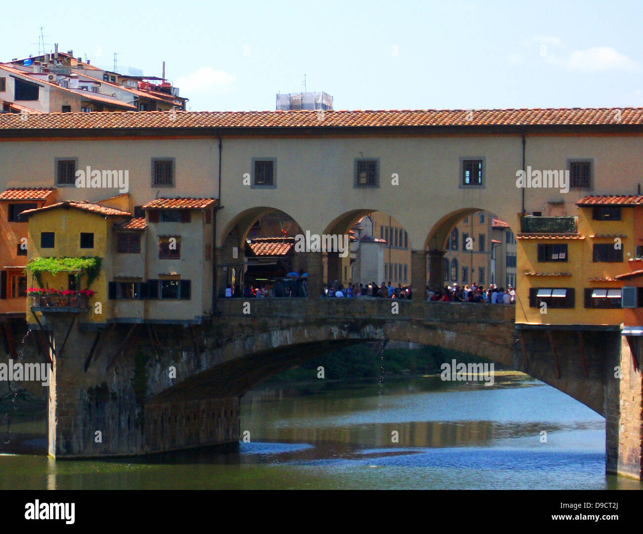 The Ponte Vecchio medieval stone closed-spandrel segmental arch bridge ...