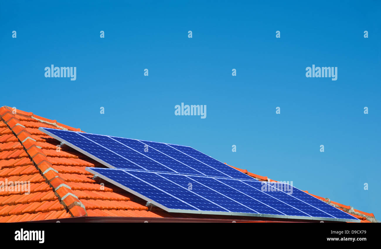 Solar panels on the roof of modern house Stock Photo - Alamy