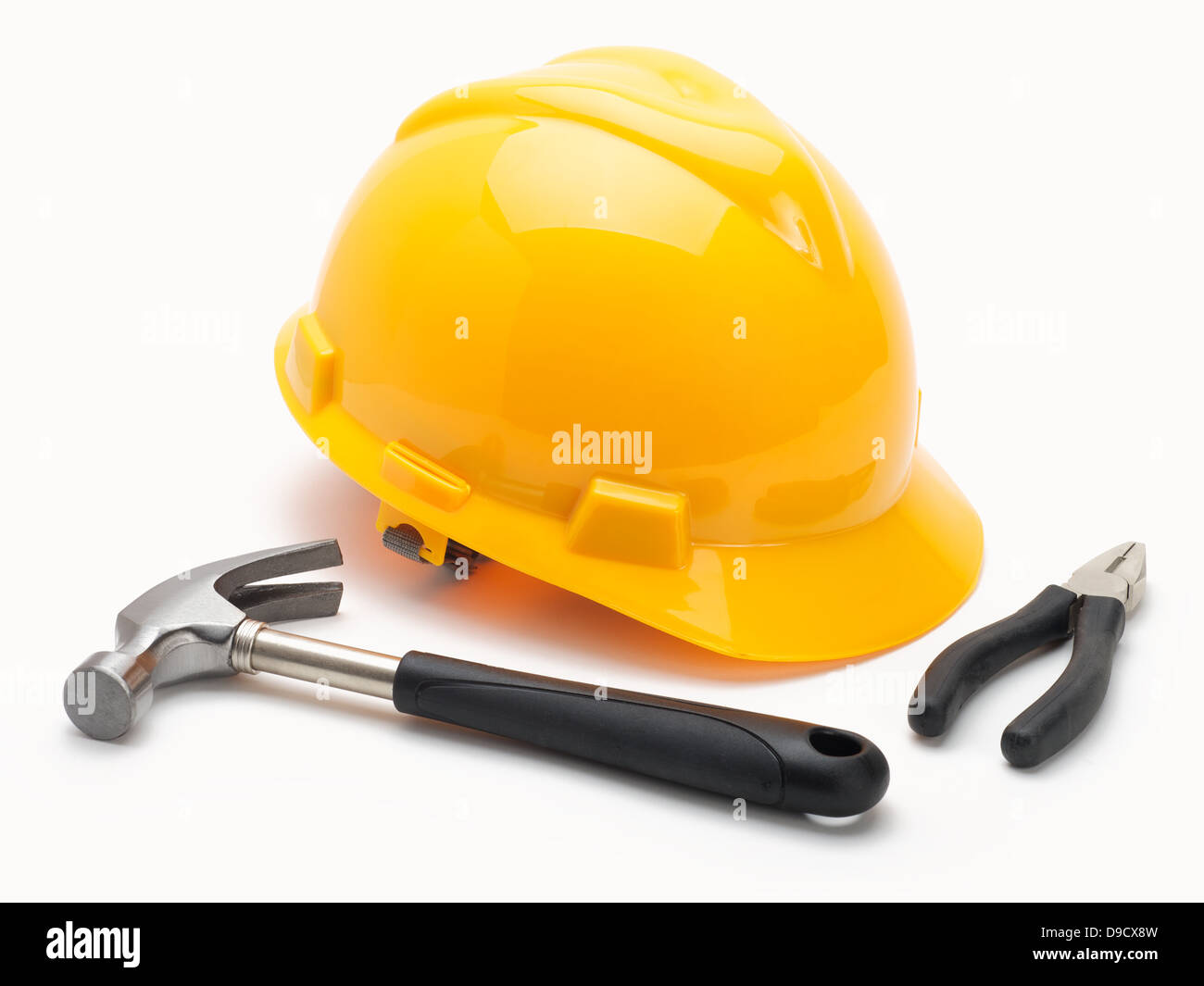 Various construction tools on white background Stock Photo - Alamy