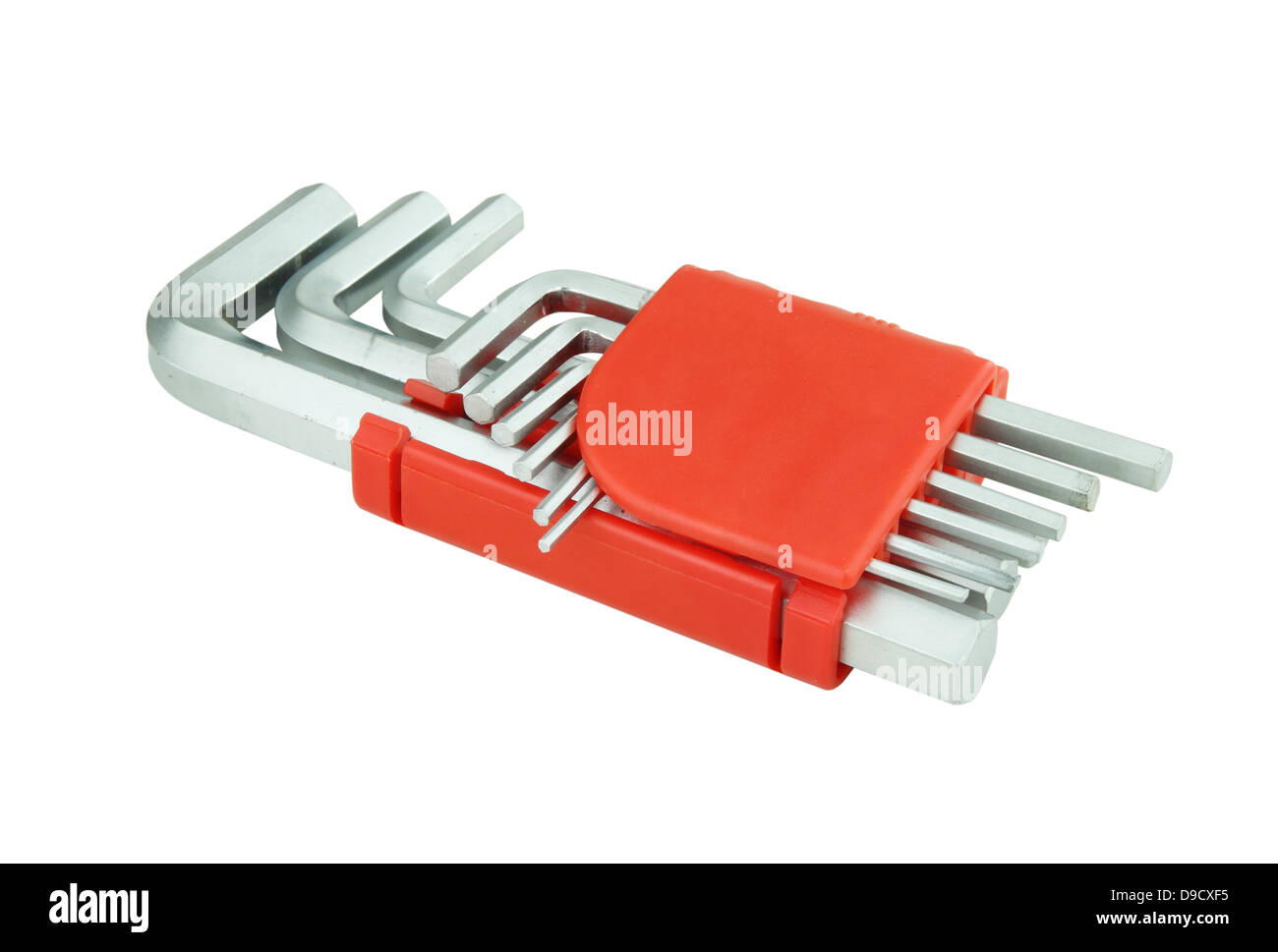 hexagon kit tool or allen wrench set on white background Stock Photo