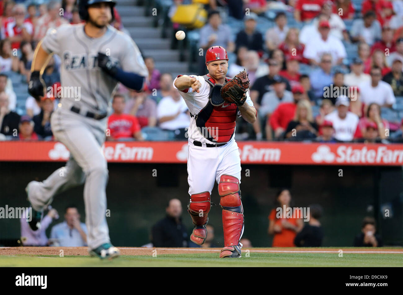 Anaheim, California, USA. 17th June, 2013. Los Angeles Angels catcher