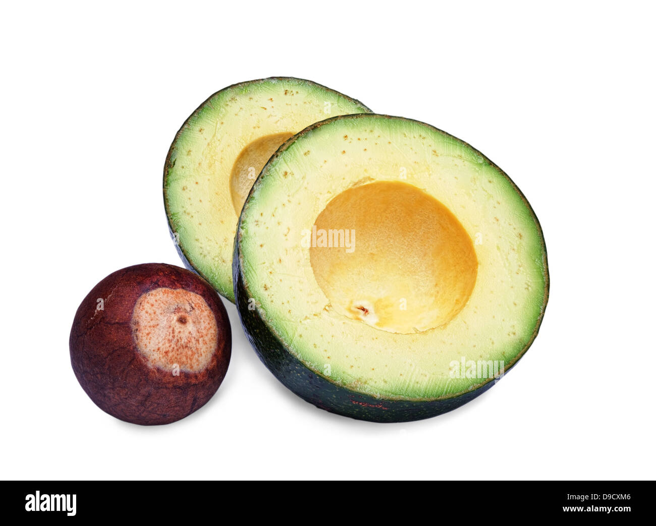 two part of avocado with seed isolated on white background Stock Photo