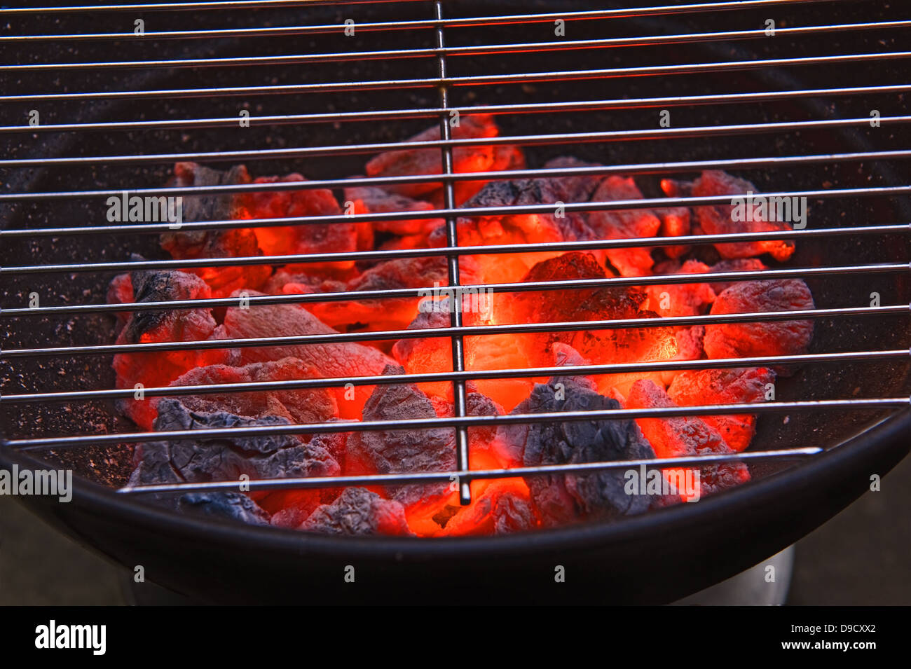 Red hot burning charcoal preparing for grilling Stock Photo Alamy