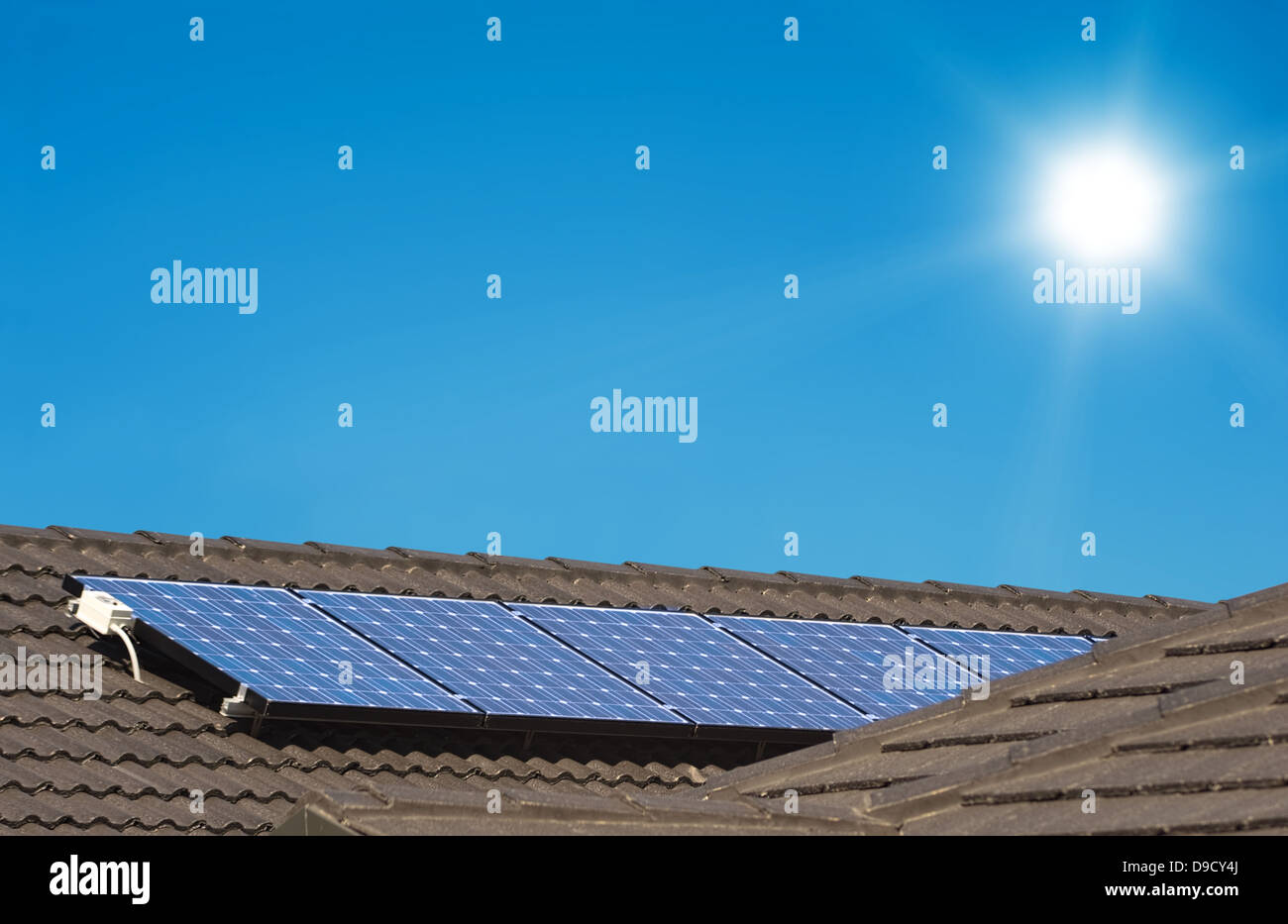 Solar panels on the roof of modern house Stock Photo - Alamy