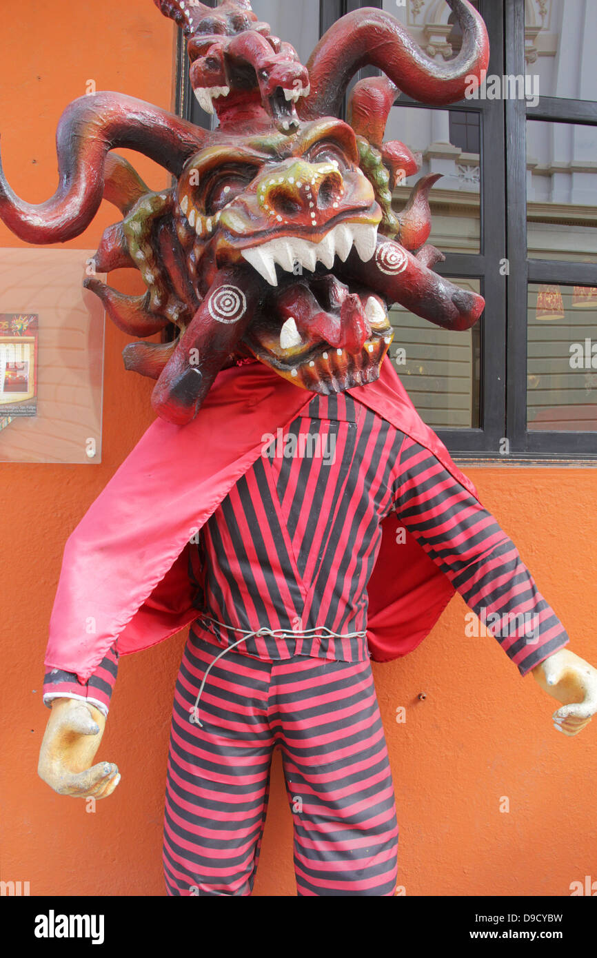 Traditional devil mask used on religious festivities. Stock Photo