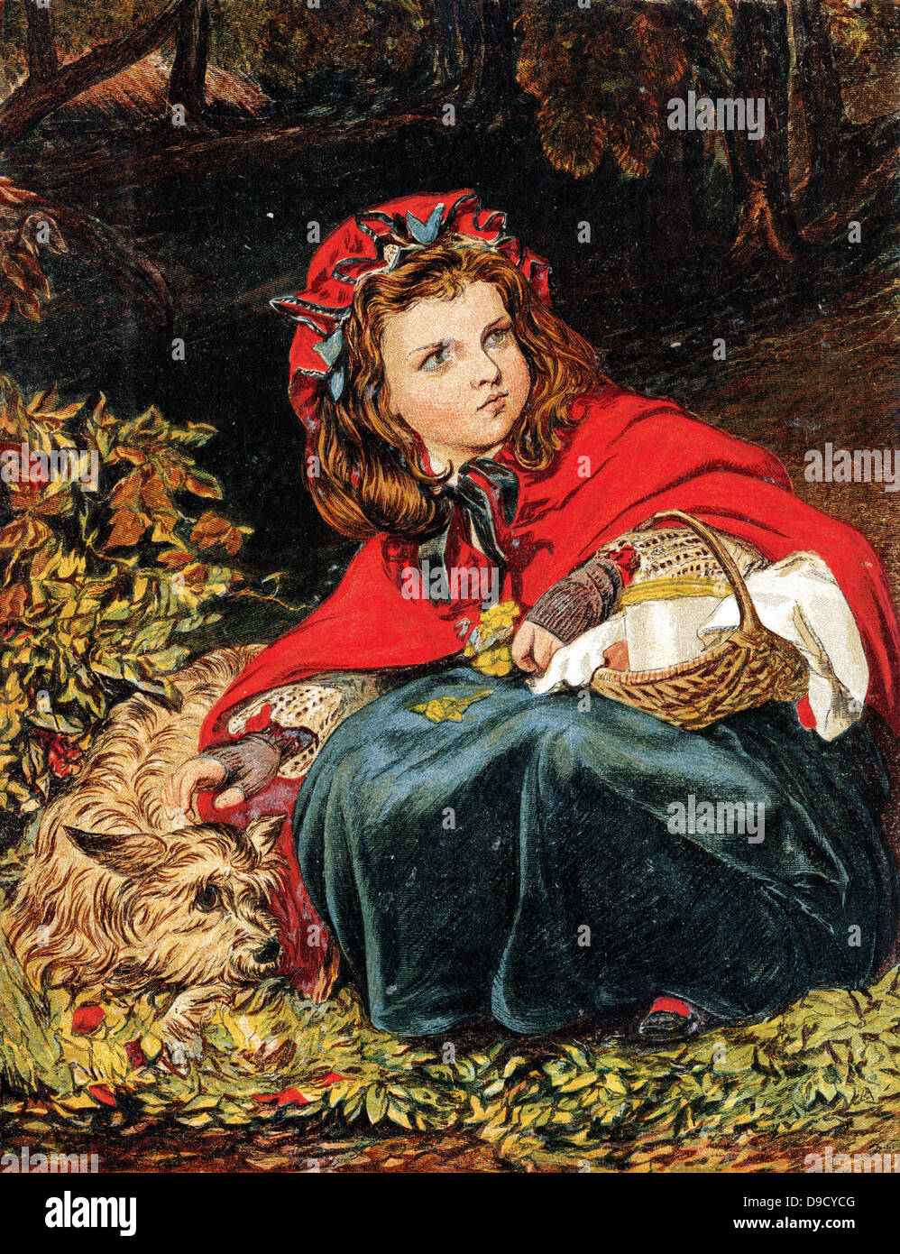 Little Red Riding Hood or Little Red Cap fairy tale first published in 1697  by Charles Perrault (1628-1703) French writer. Chromolithograph c1890 Stock  Photo - Alamy