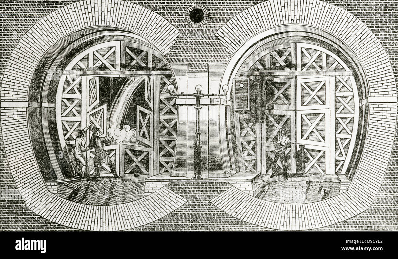 Flood gates to prevent the flooding of the Thames Tunnel  during its construction. Begun by Marc Isambard Brunel in 1825 and opened in 1843. Stock Photo