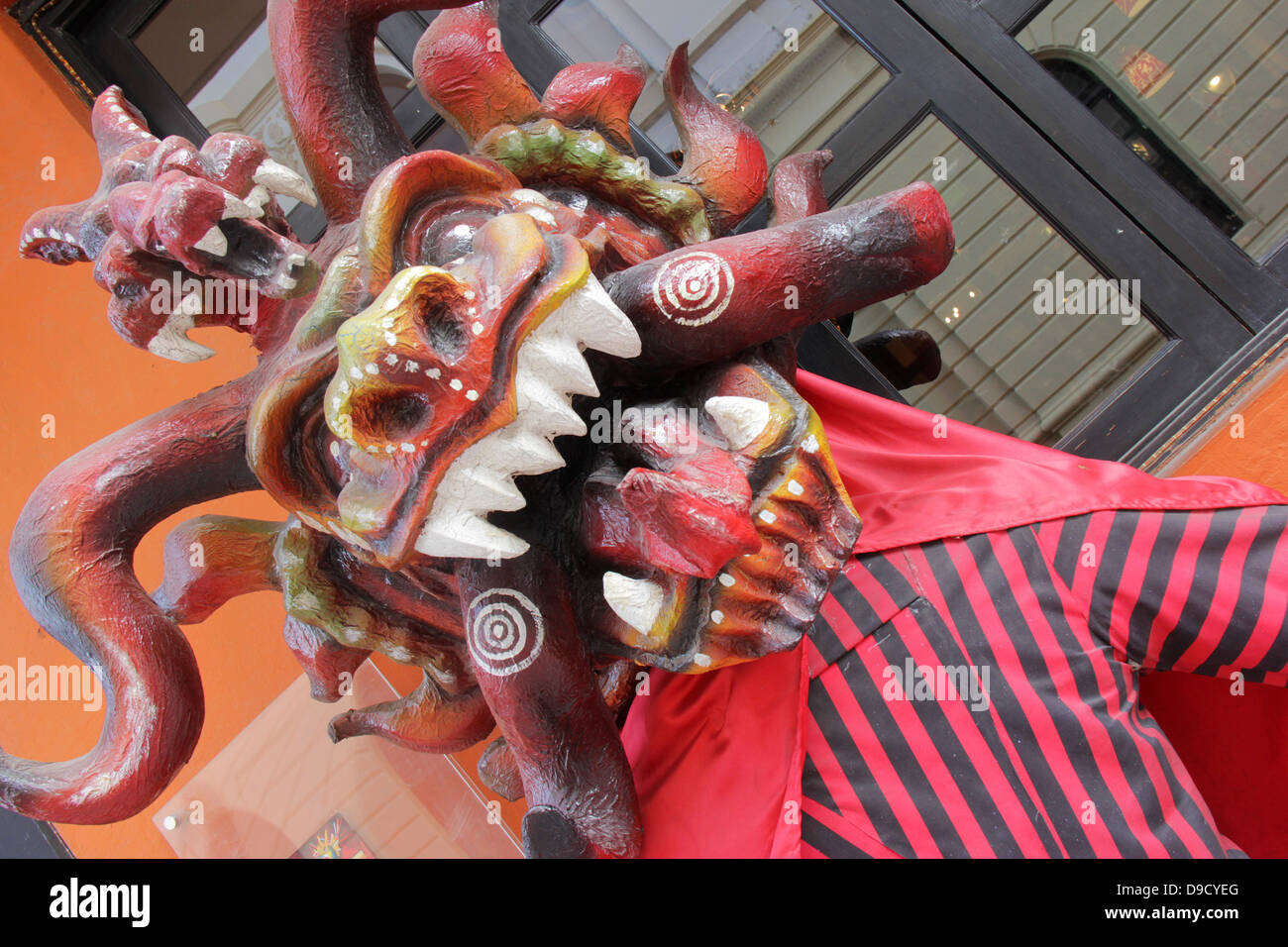 Traditional devil mask used on religious festivities. Stock Photo