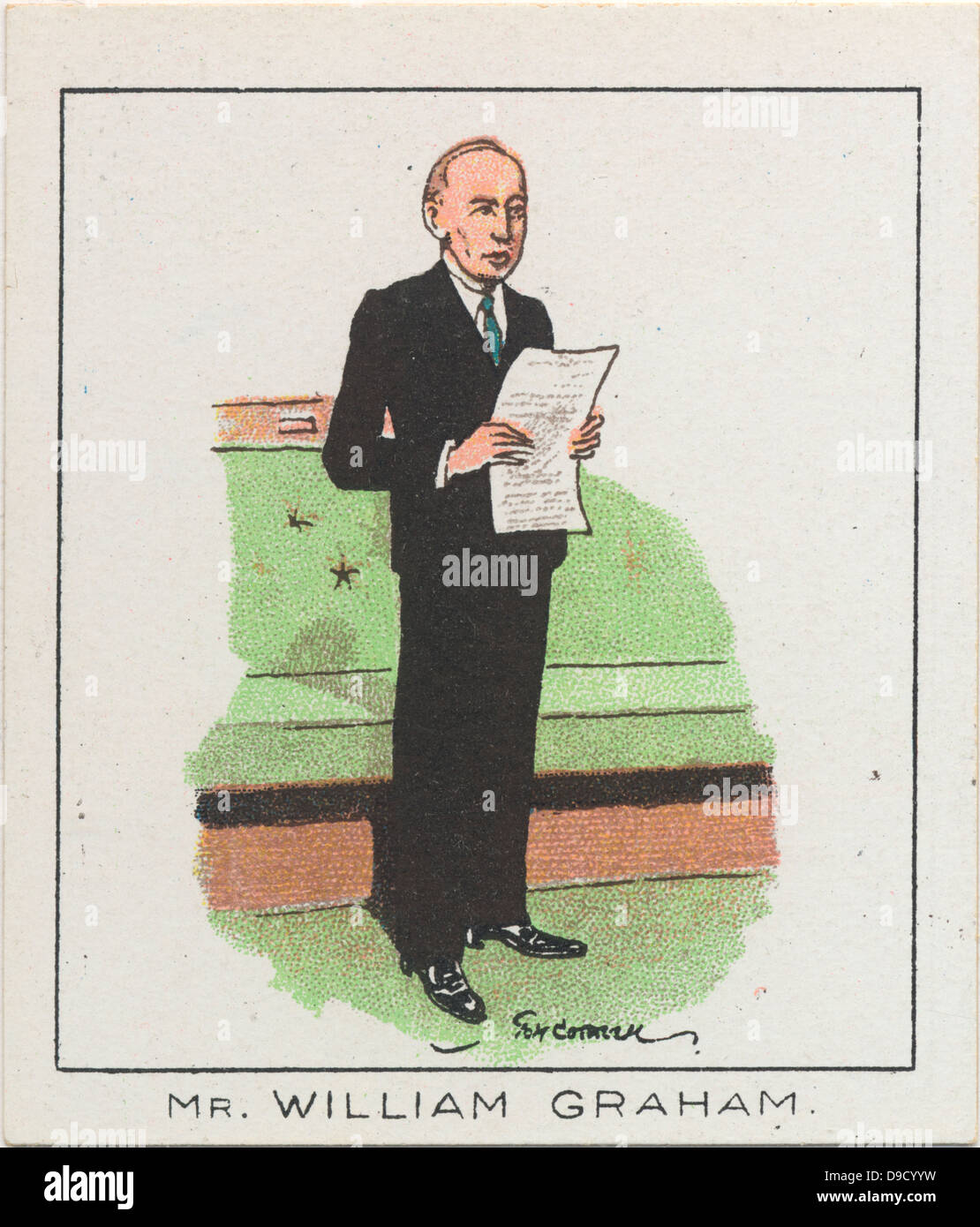 William Graham (1887-1932) Scottish journalist and Labour politician. Financial Secretary to the Treasury in 1924 in the first Labour government. President of the Board of Trade 1919-1931. Chromolithograph 1929. Stock Photo