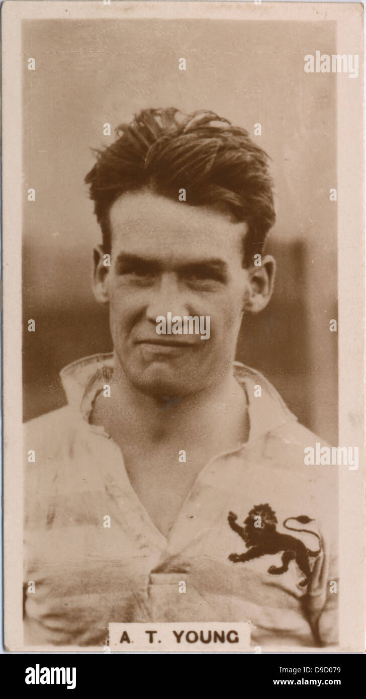 Arthur T. Young, British Rugby union player who won his first  international cap  for England in 1924 playing at scrum-half. Photograph. Stock Photo