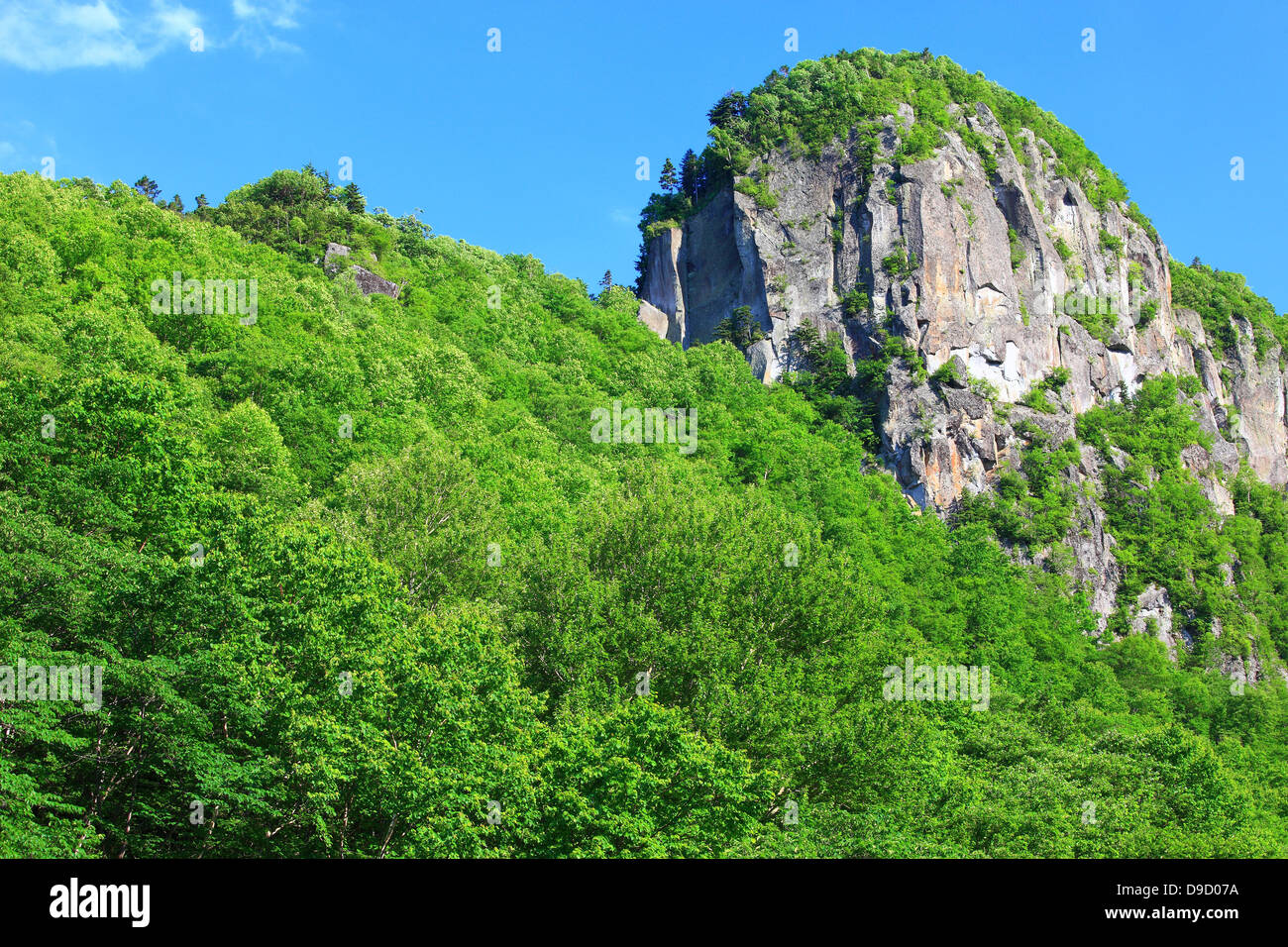 Rock cliff at Taisetsu National Park, Hokkaido Stock Photo