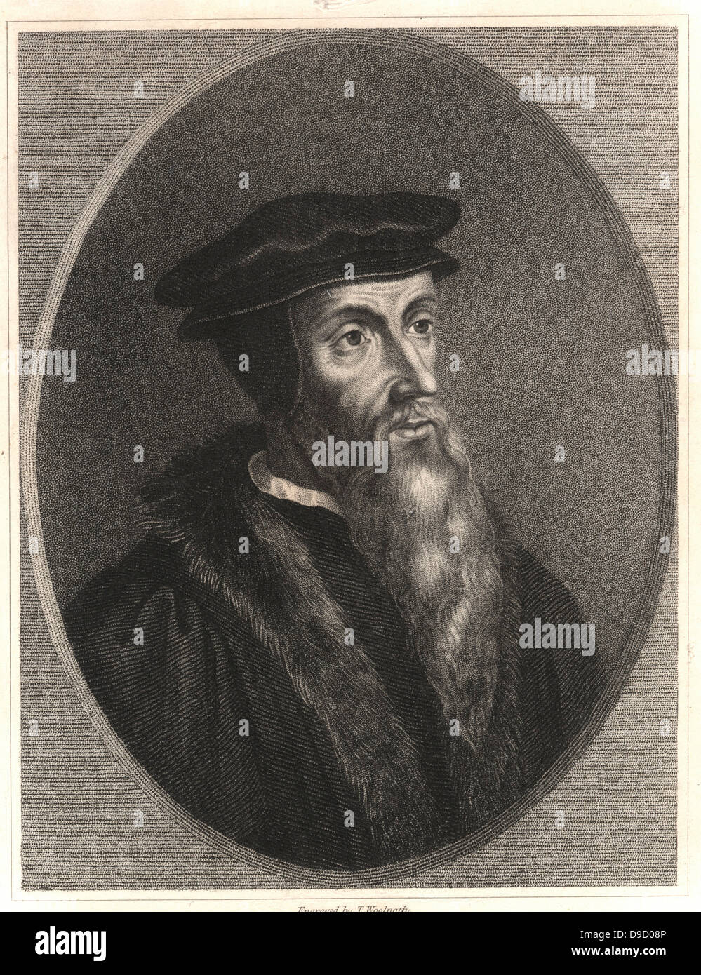 Jean Calvin (1509-1564) influential French Christian theologian and pastor of the Protestant Reformation. Settled in Geneva, Switzerland in 1541 and practised the branch of religion which bears his name, Calvinism. Stock Photo