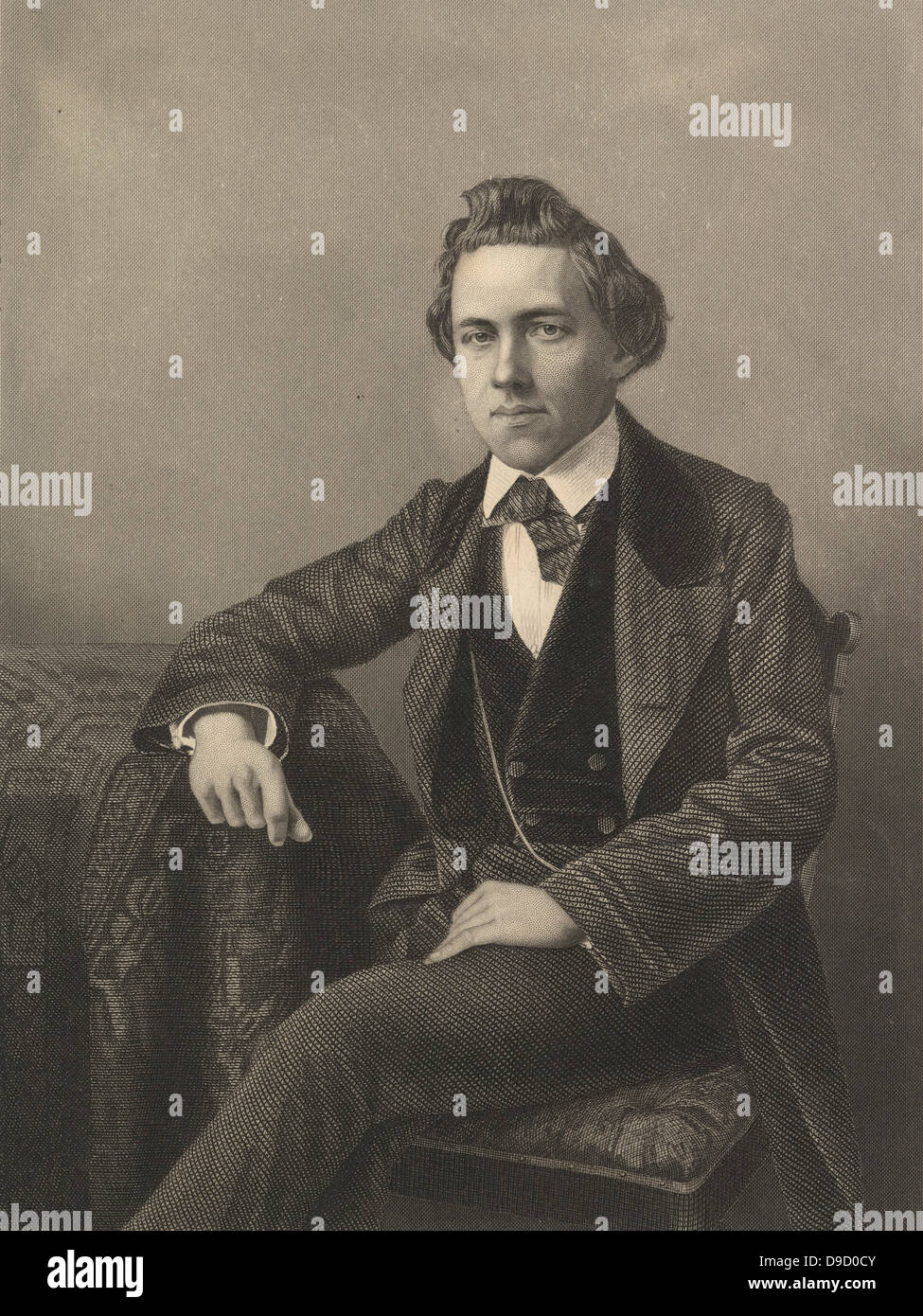 Paul Murphy (1837-1884), American Chess player. Engraving c1861. Stock Photo