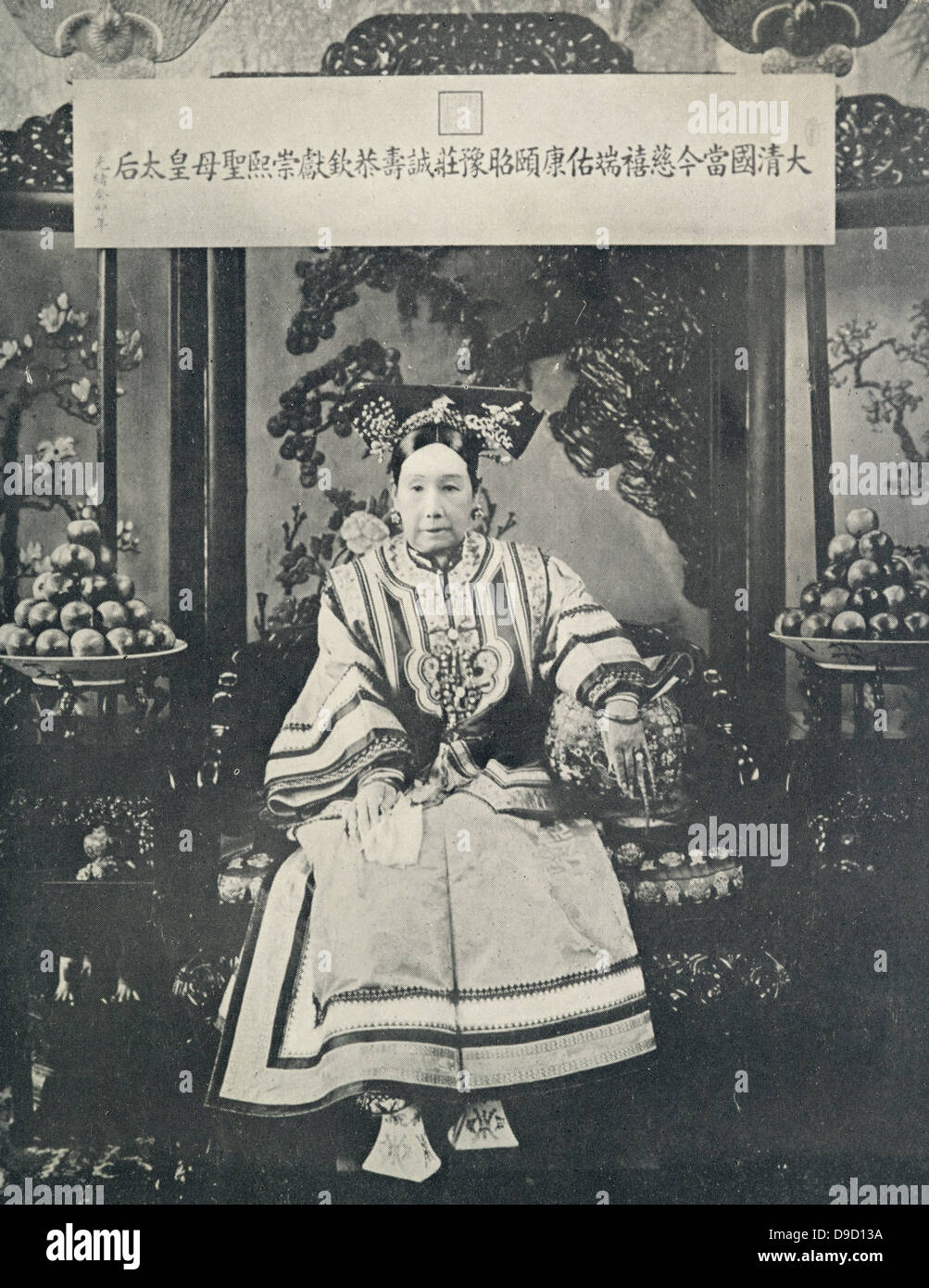 Empress Dowager Cixi;  Tzu-Hsi (1835-1908) Empress Dowager of the Manchu Yehenara clan who controlled Manchu Qing Dynasty of China from 1867 until her death. Supported anti-foreign Boxer Rising of 1900. Stock Photo