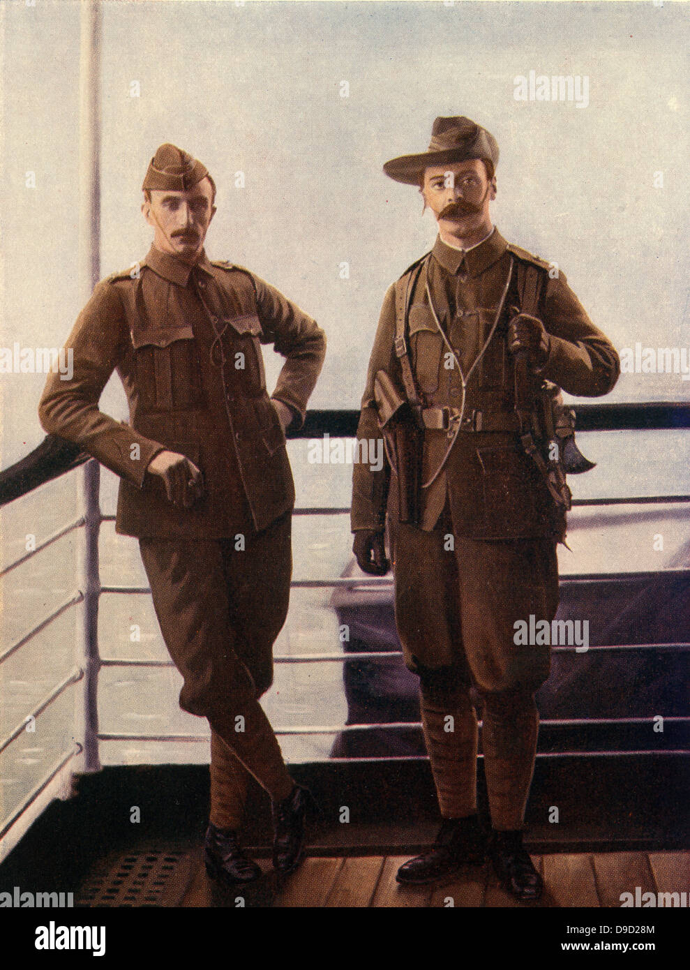 Officers of the City of London Imperial Volunters on board ship on their way to war in South Africa, 1900. 2nd Boer War 1899-1902. Stock Photo
