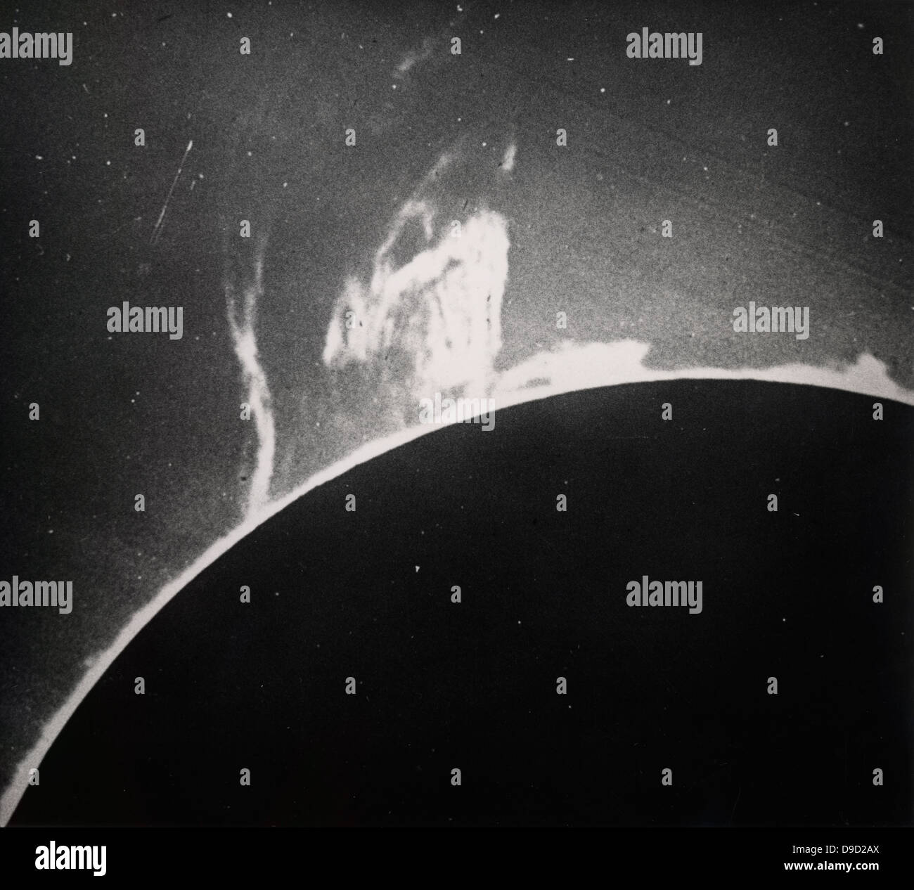 Solar prominences photographed through a spectroheliograph, Kodaikanal