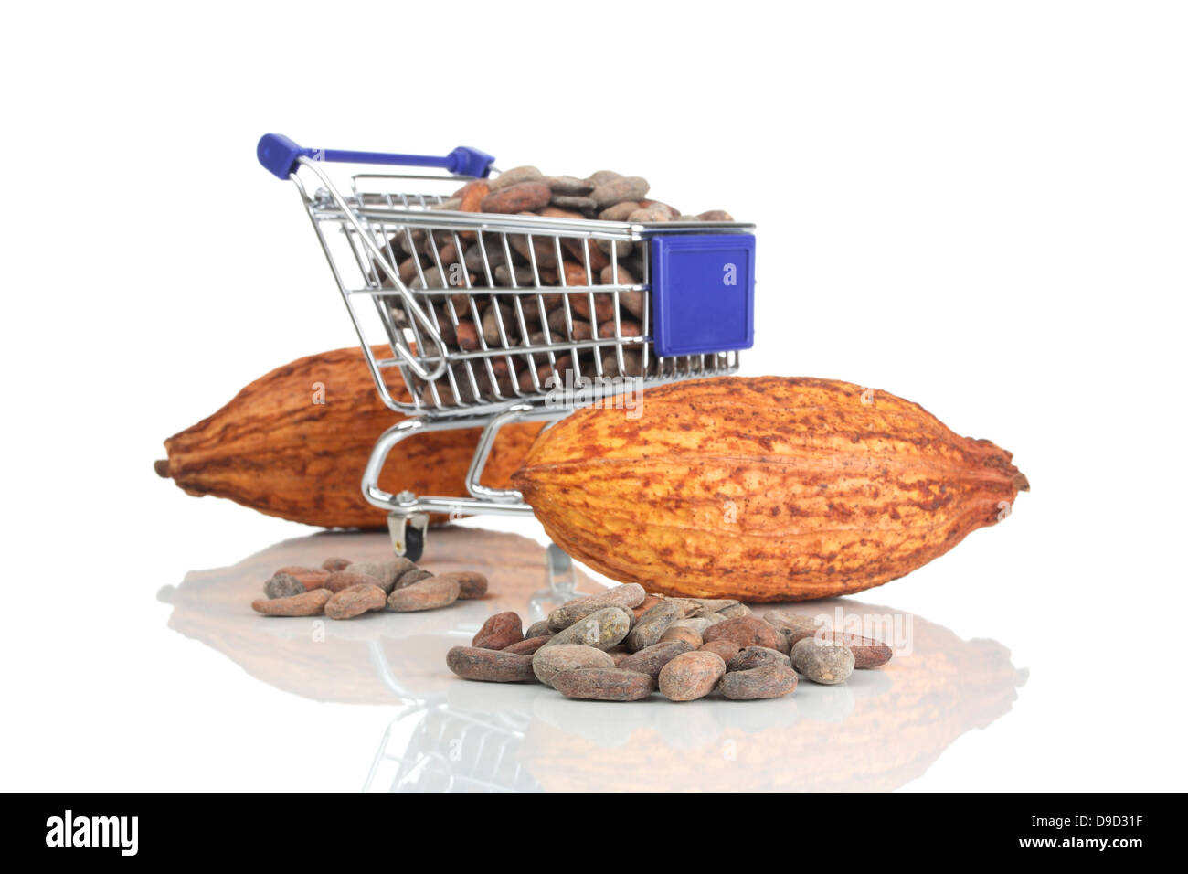 Shopping carts with cacao beans Stock Photo Alamy
