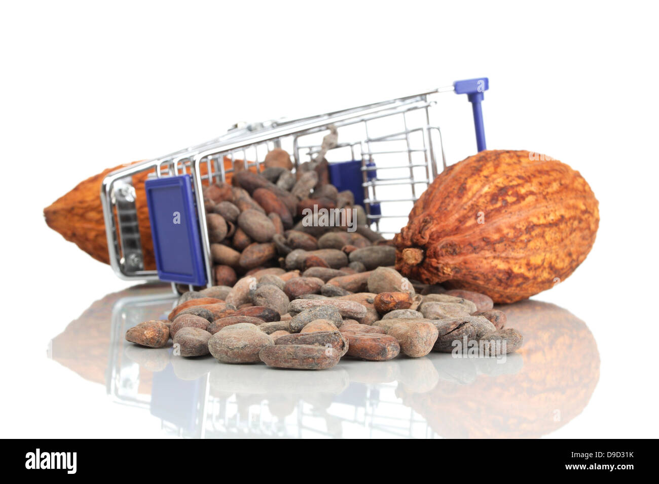 Shopping carts with cacao beans Stock Photo Alamy