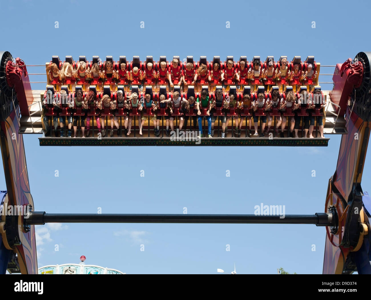 People in an amusement park ride, Linnanmäki Helsinki Finland Stock Photo