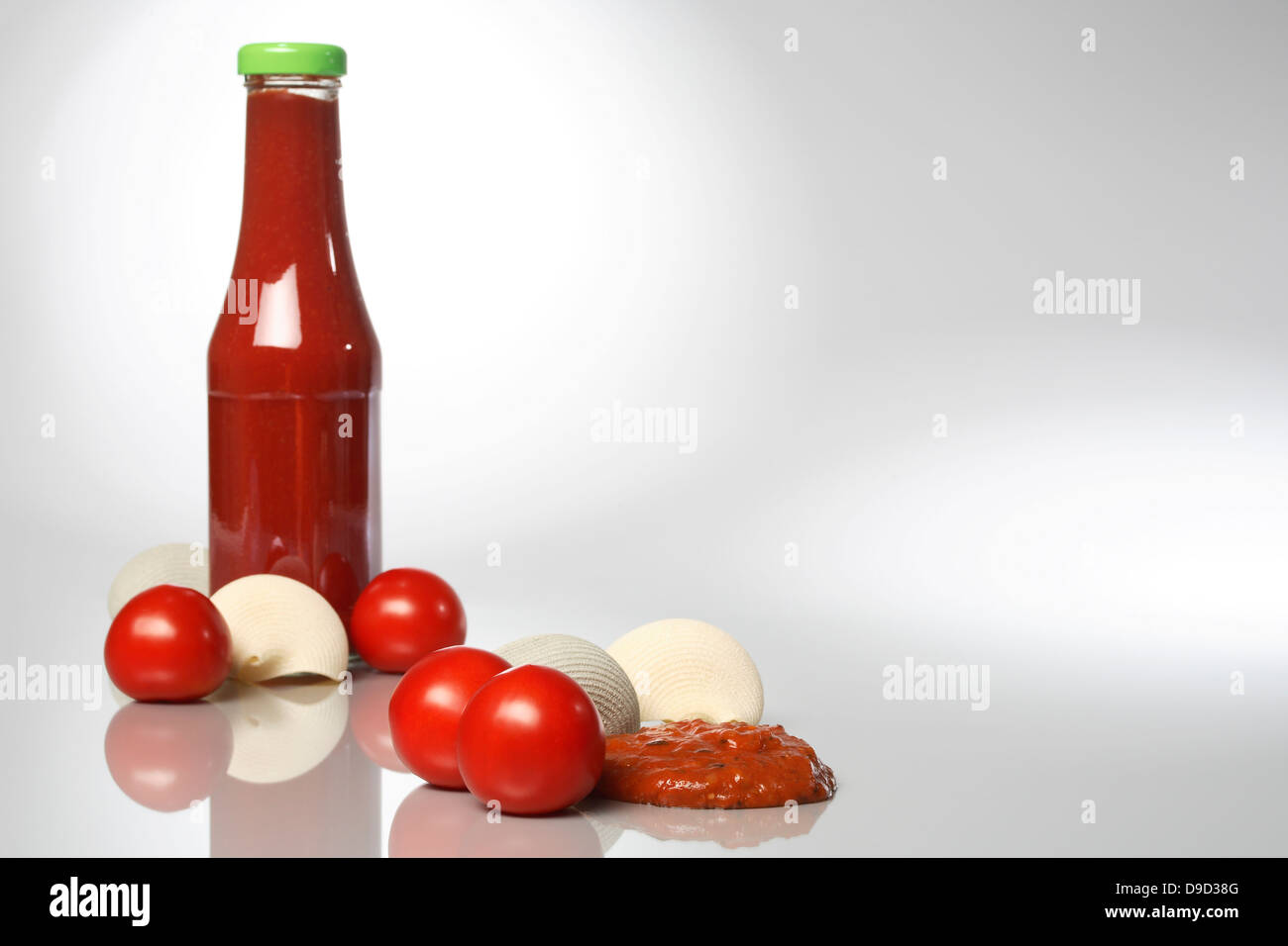 Ketchup with tomatoes and noodles Stock Photo