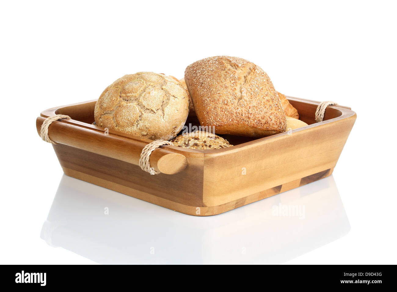 Basket with bread roll Stock Photo