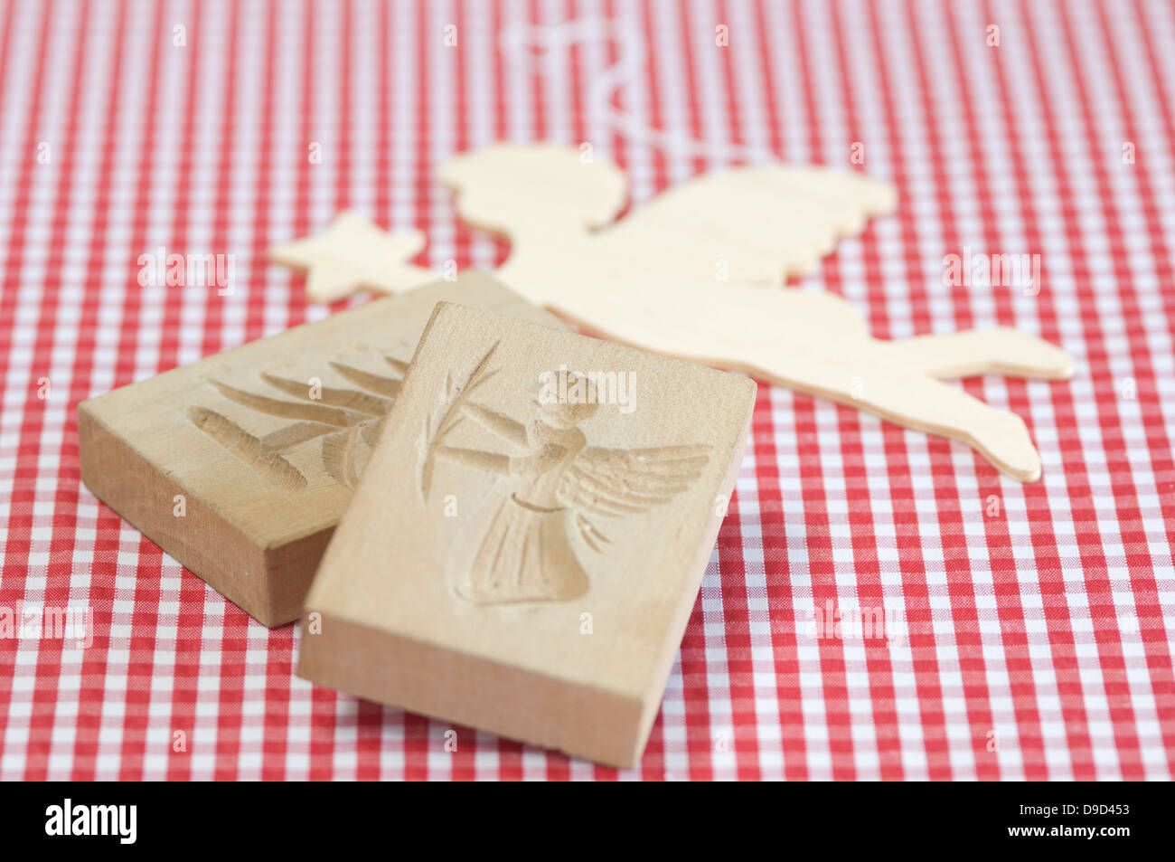 Angel shape wooden baking molds for christmas Stock Photo