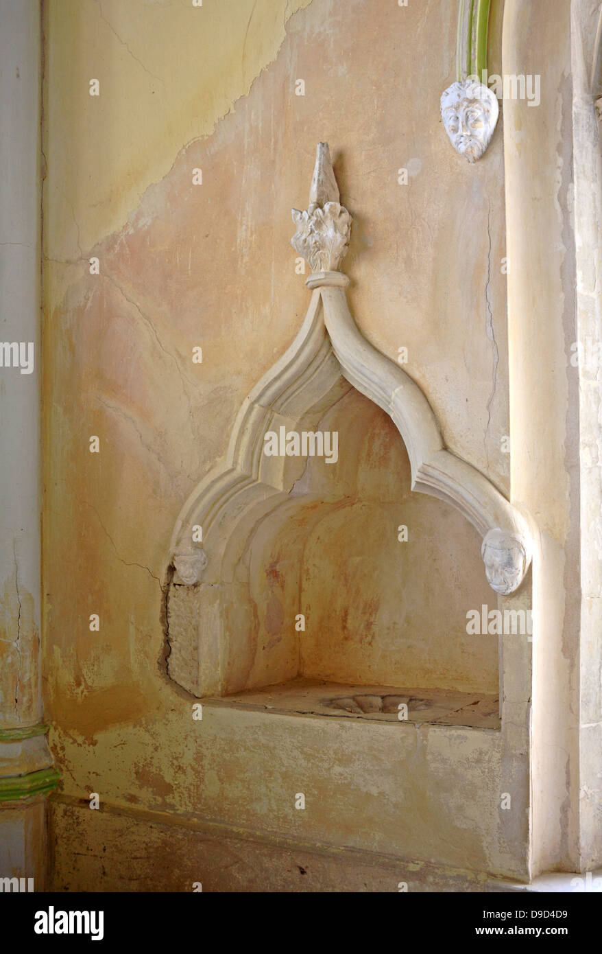 A piscina in the chancel of the church of St Nicholas at Buckenham, Norfolk, england, United Kingdom. Stock Photo