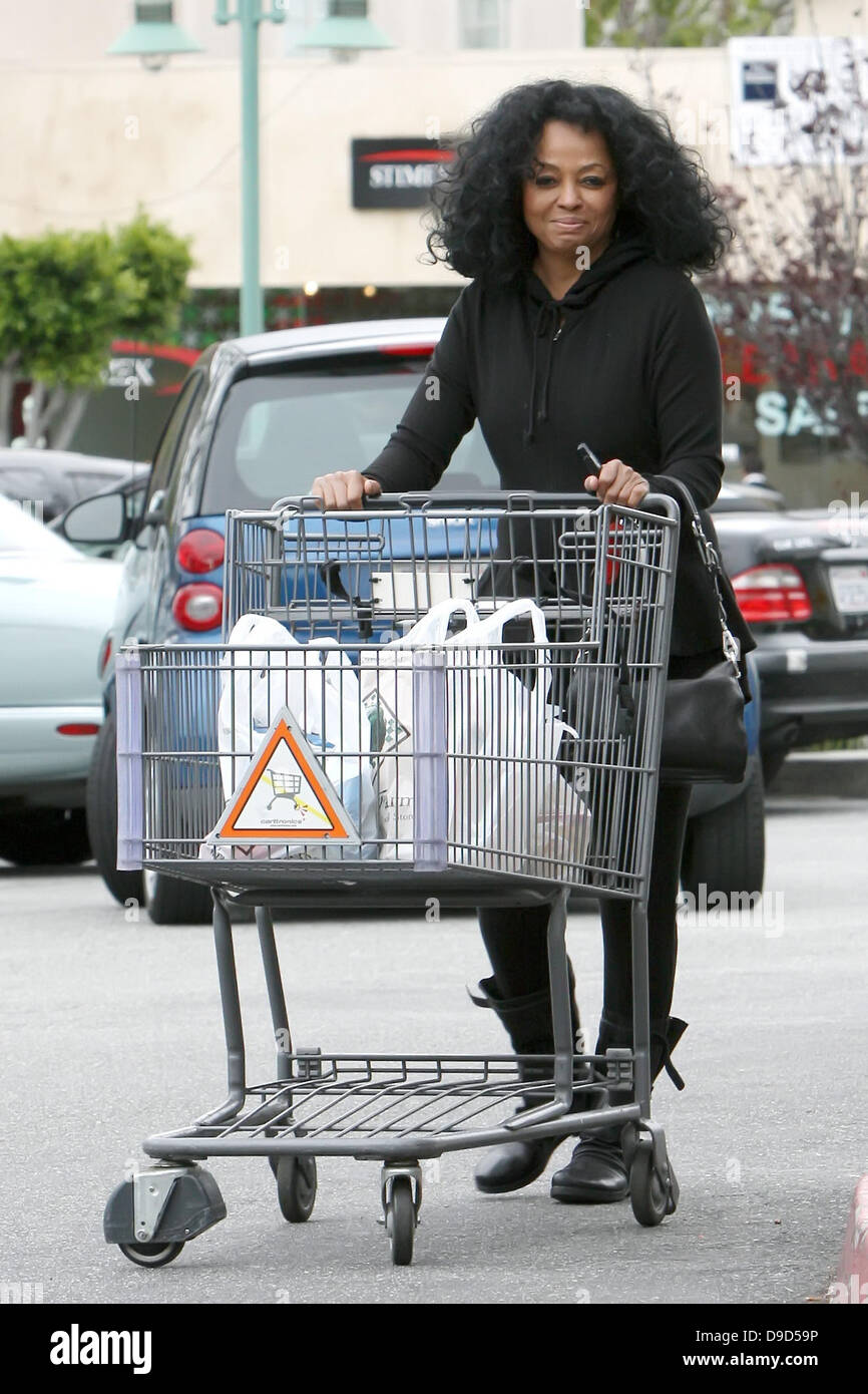 Diana Ross pushing her trolley after shopping at Bristol Farms