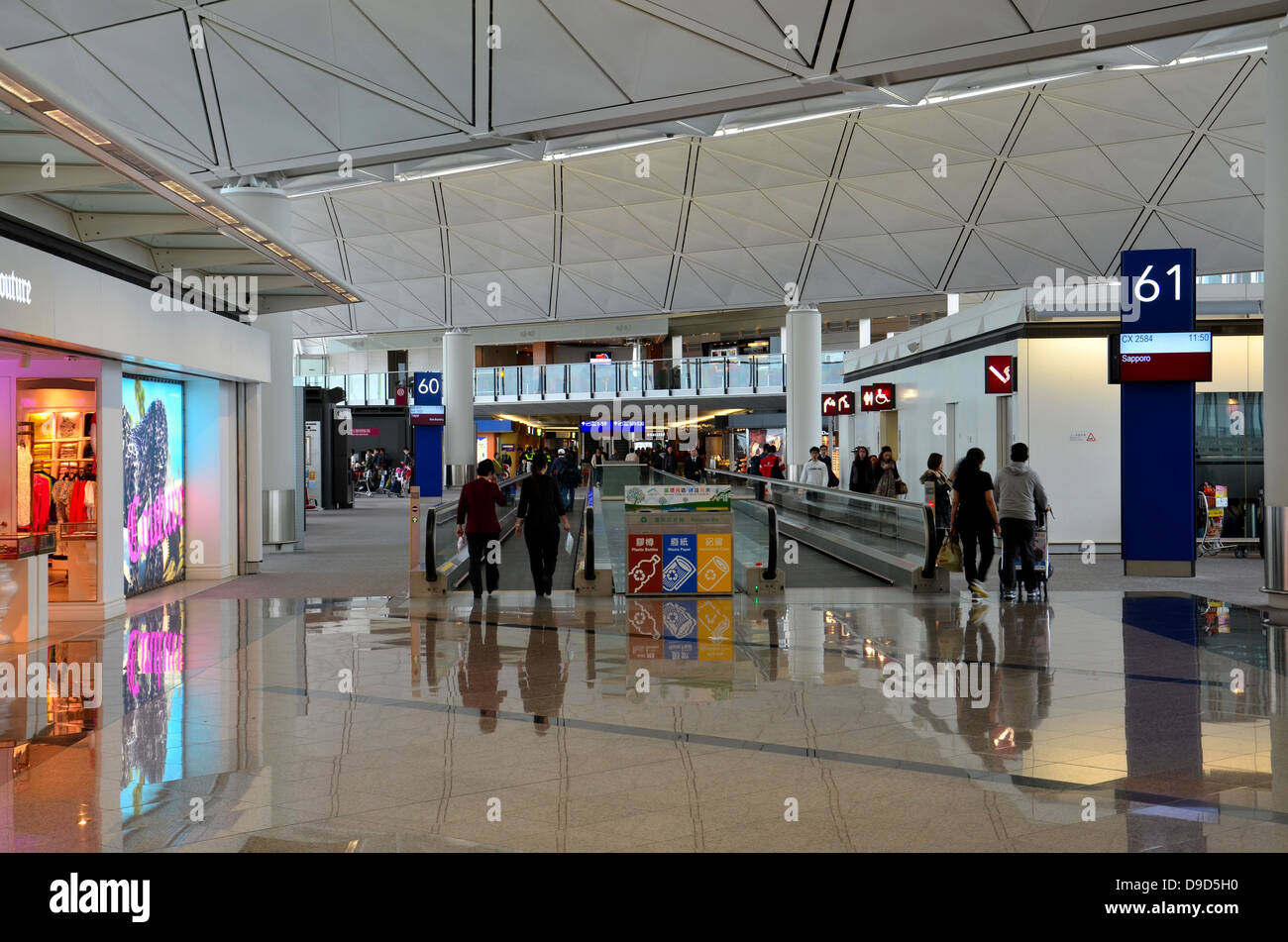 Concourse at Hong Kong Chek Lap Kok Airport Stock Photo