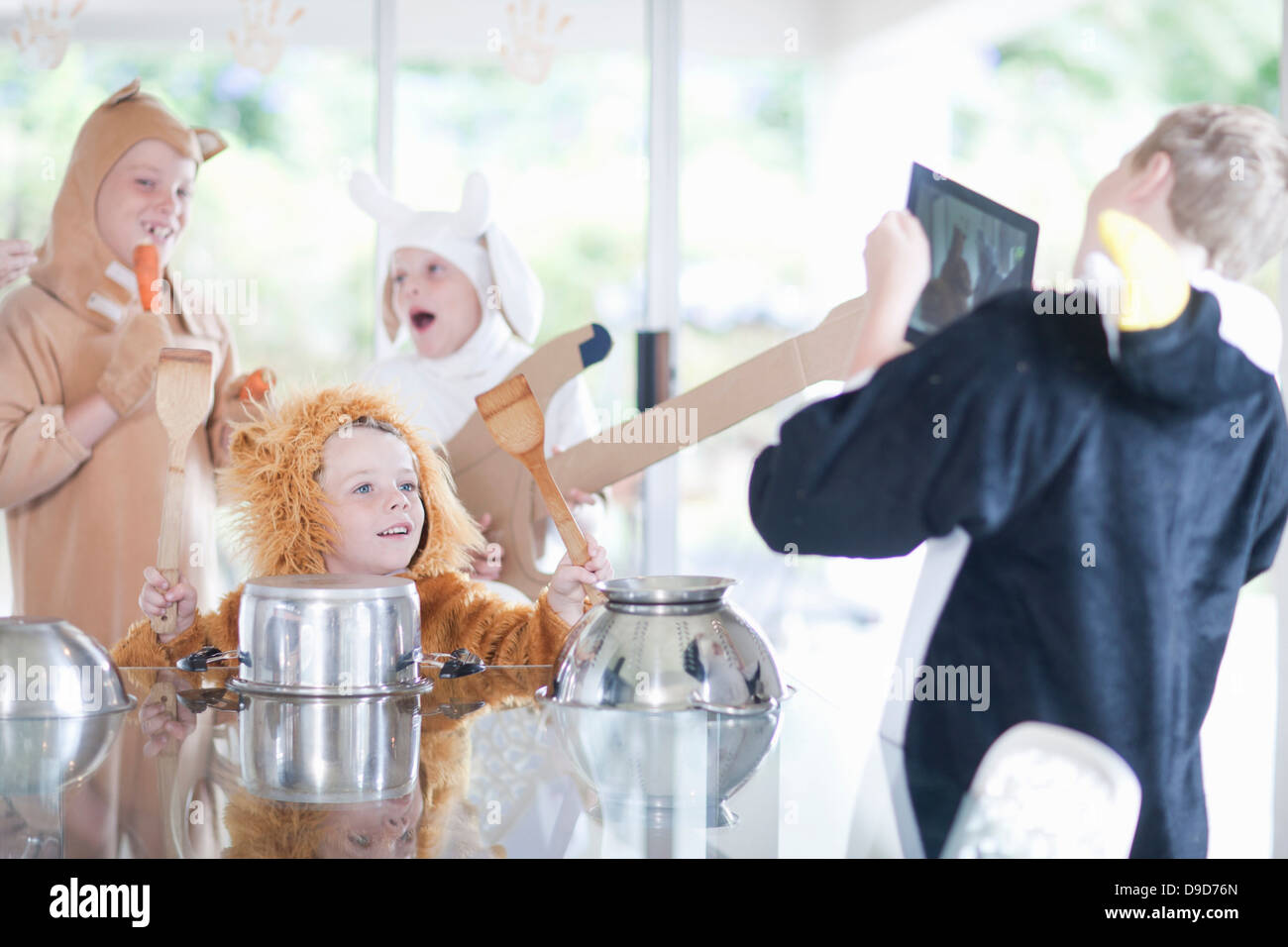 Pretend Instruments Children pretending to play music instruments Stock Photo - Alamy