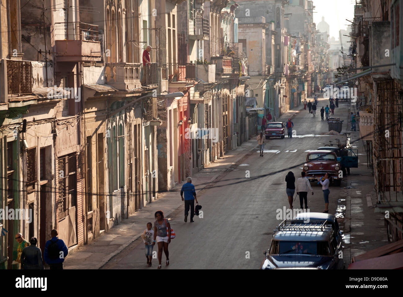 typical street in Centro Habana, Havana, Cuba, Caribbean Stock Photo